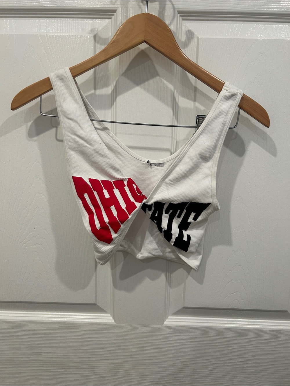 White Ohio State Graphic Cropped Tank Top